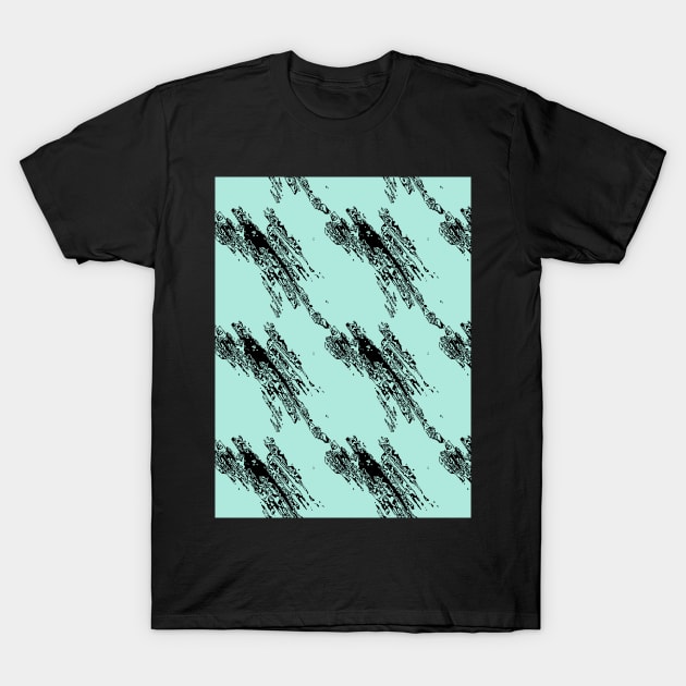 Black intricate fragments on a light green surface. T-Shirt by grafinya